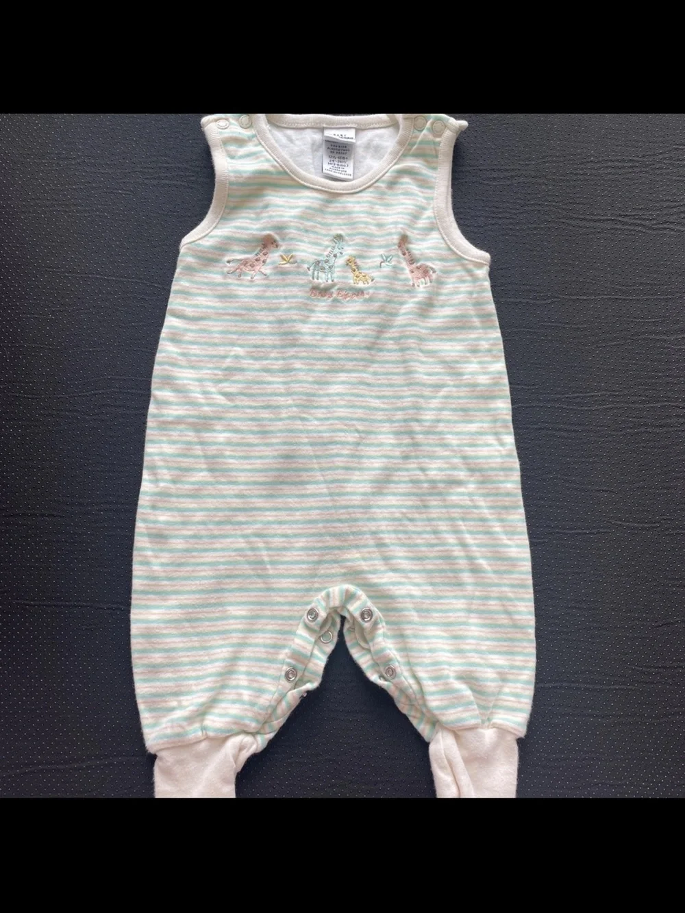 Vintage OshKosh B'gosh Baby White and Light Blue Striped Onesie